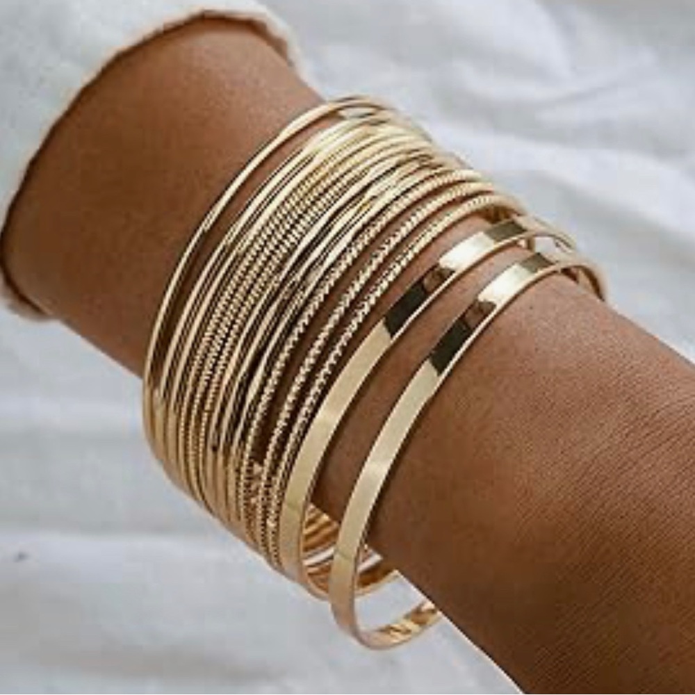 NWT 14Pcs Gold Boho Indian Multi Bangle Bracelet Set